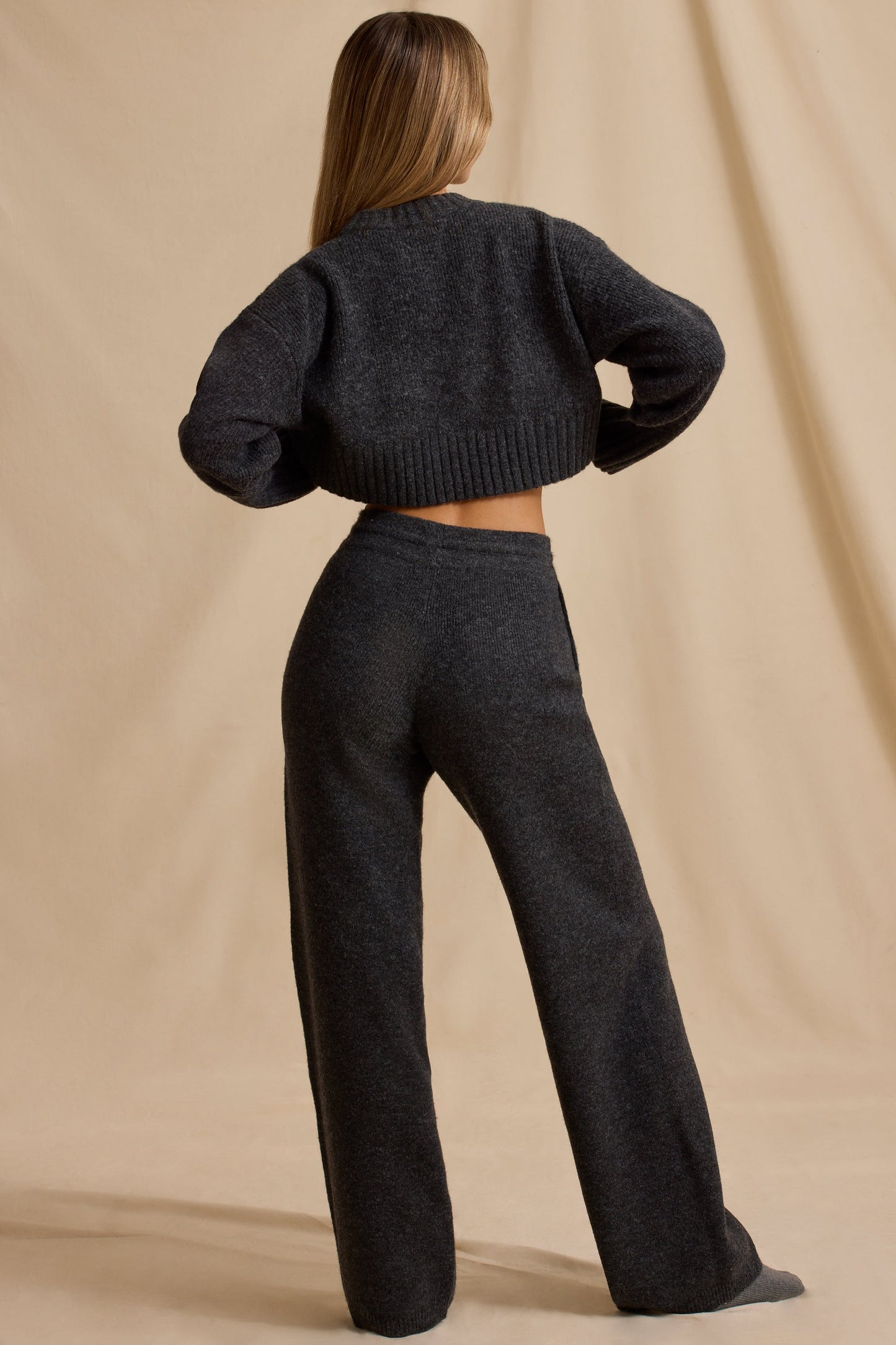 Charcoal Marl Petite Wide-Leg Joggers