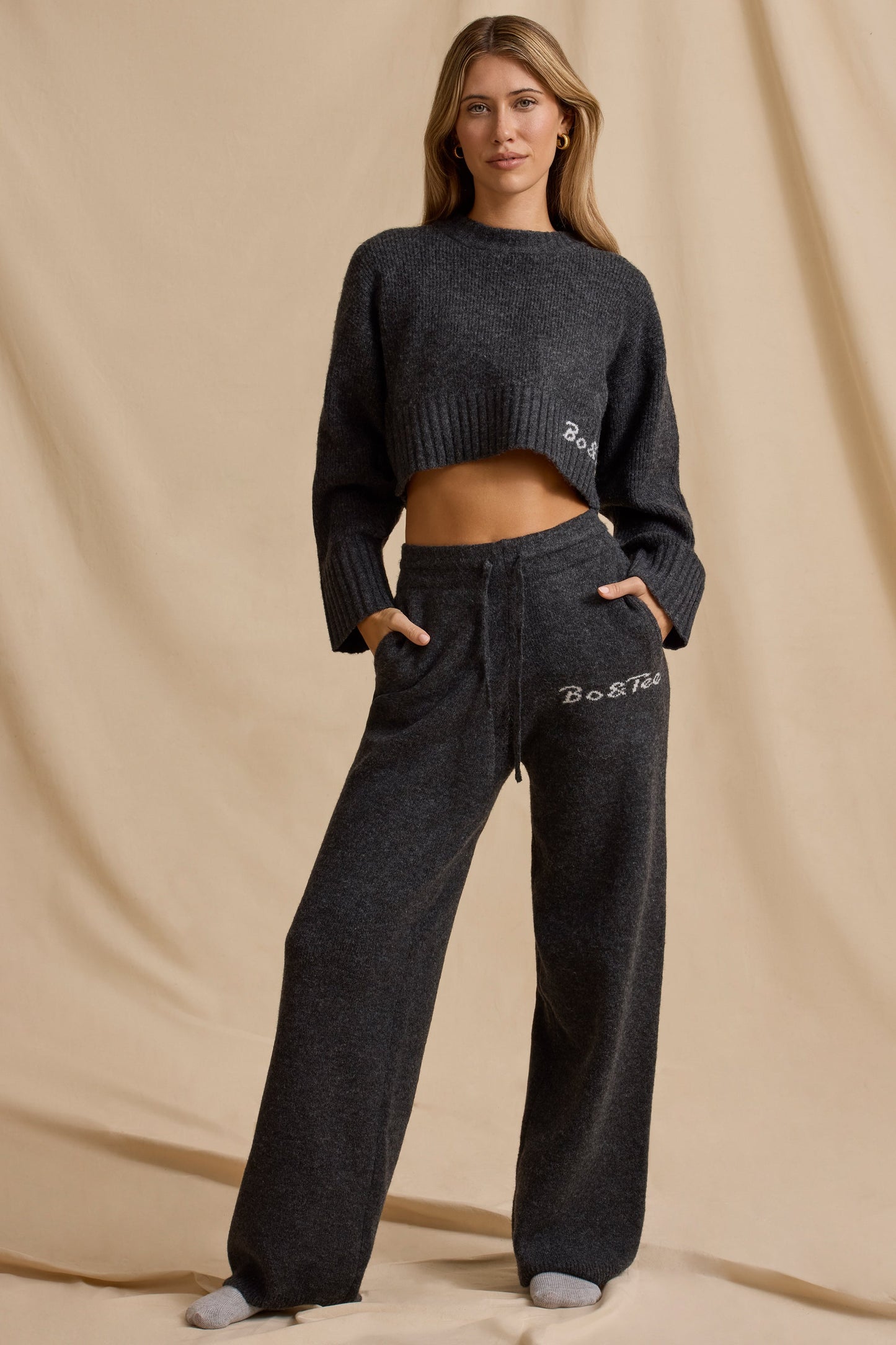 Charcoal Marl Petite Wide-Leg Joggers