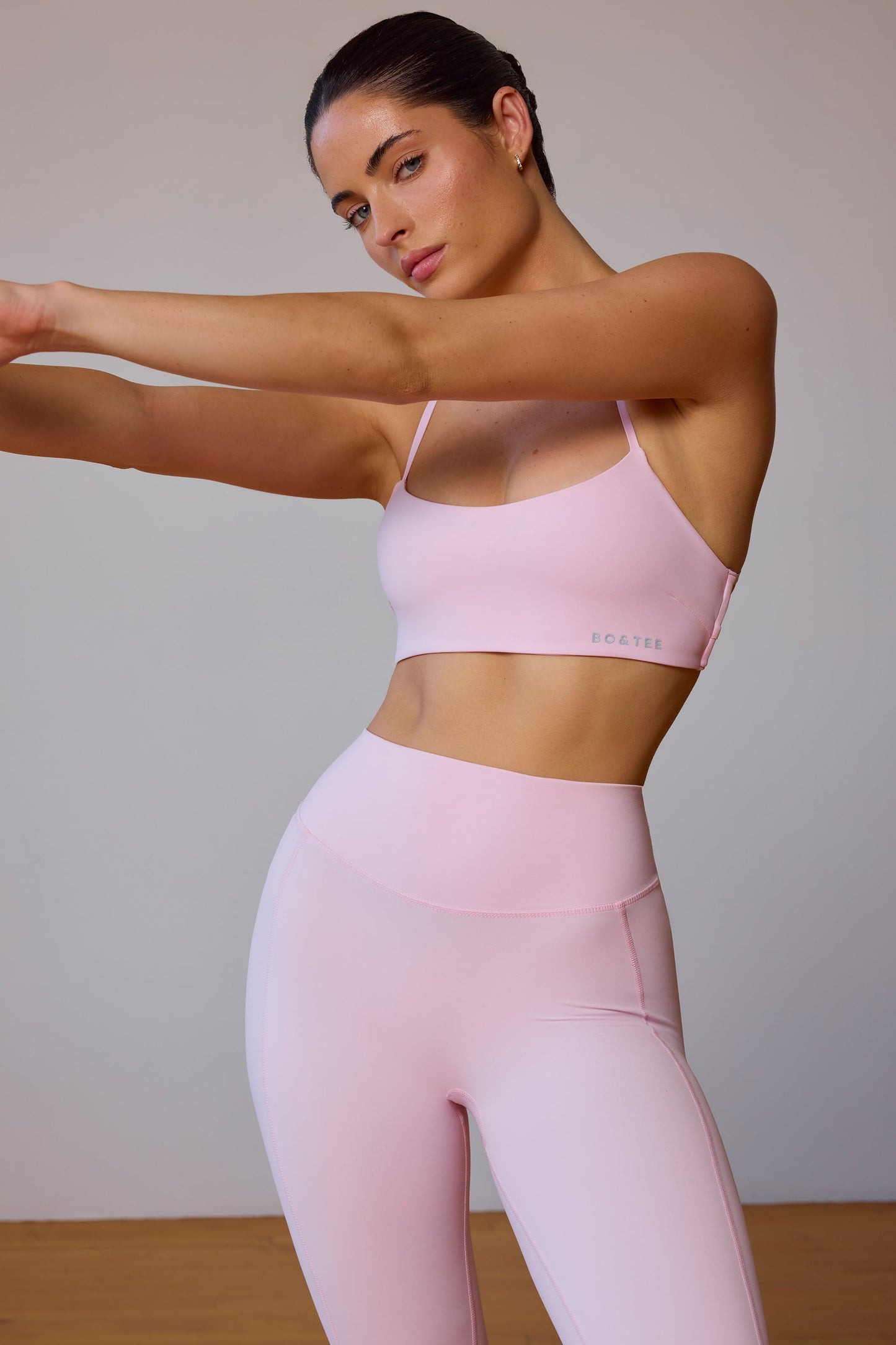 Soft Pink Cross-Back Sports Bra