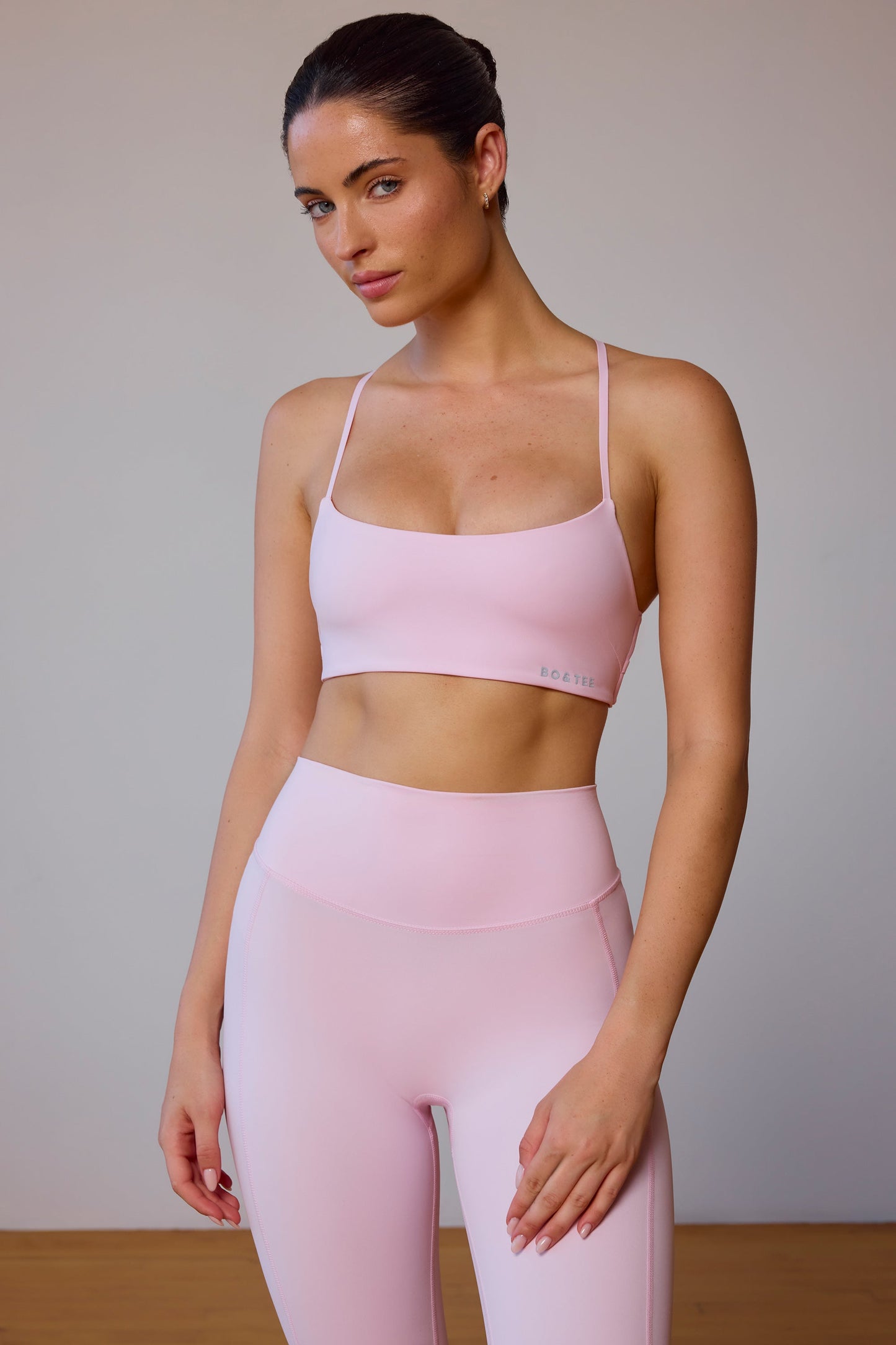 Soft Pink Cross-Back Sports Bra