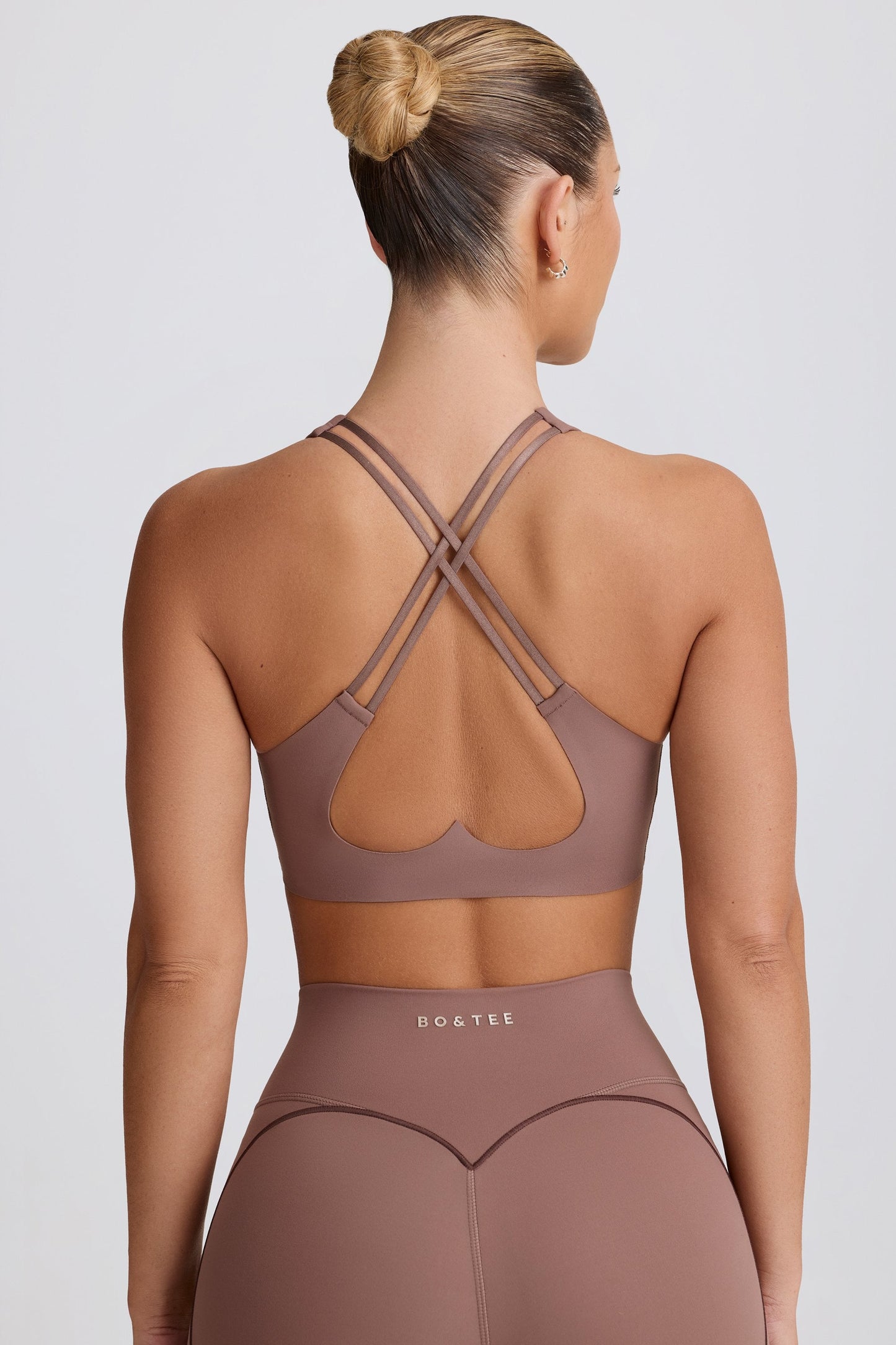 Mocha V-Neck Sports Bra
