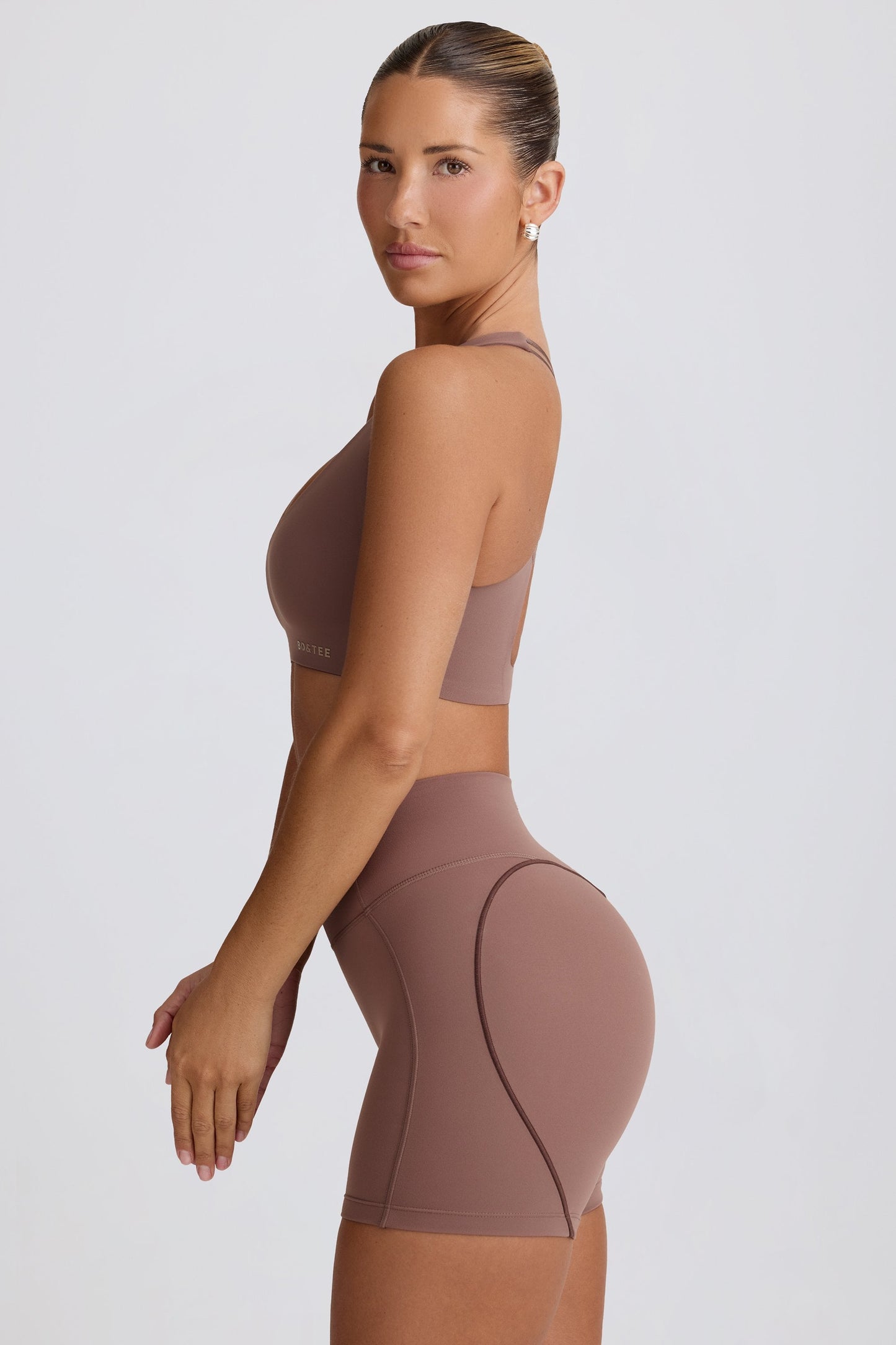 Mocha V-Neck Sports Bra