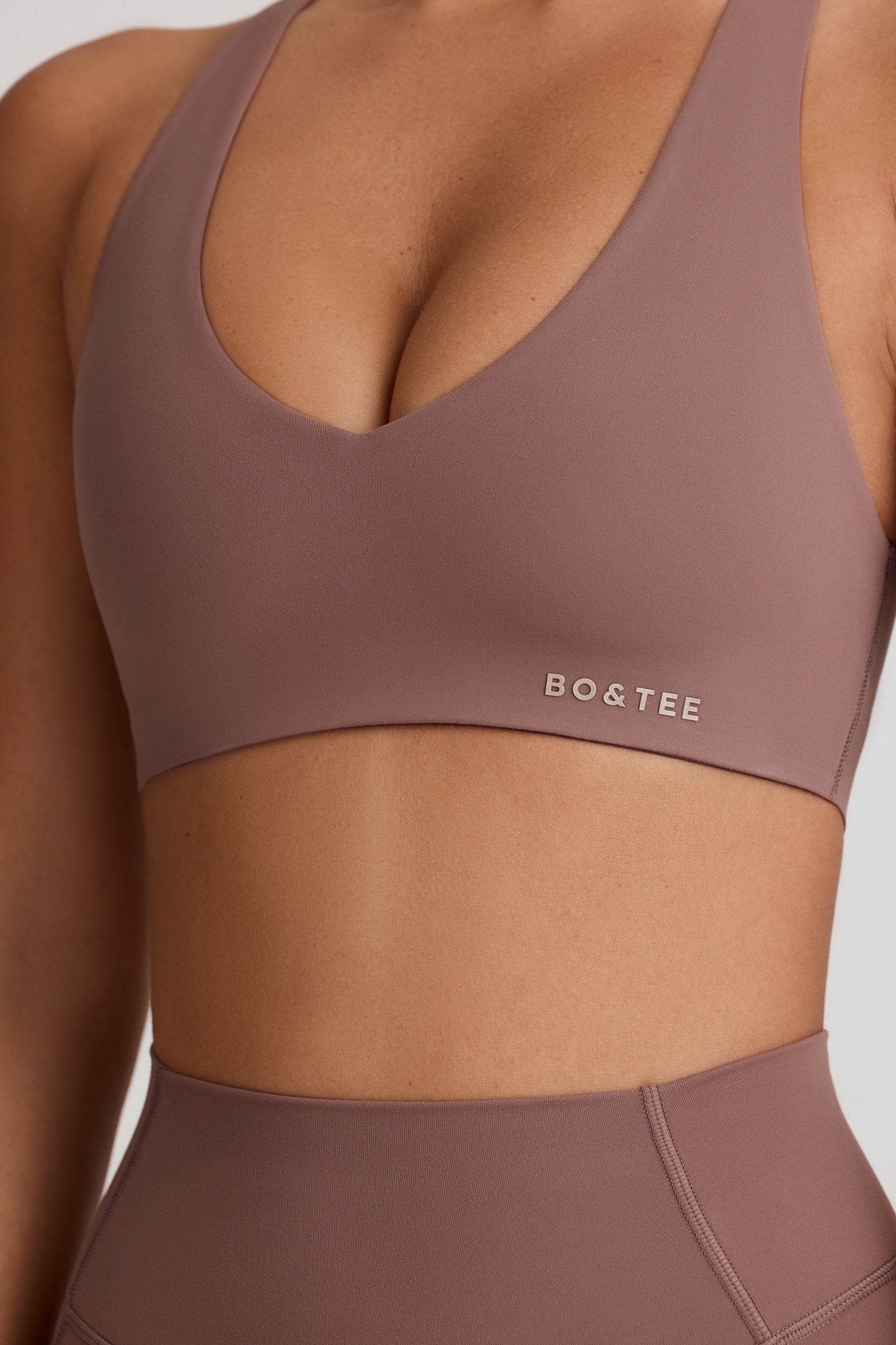 Mocha V-Neck Sports Bra