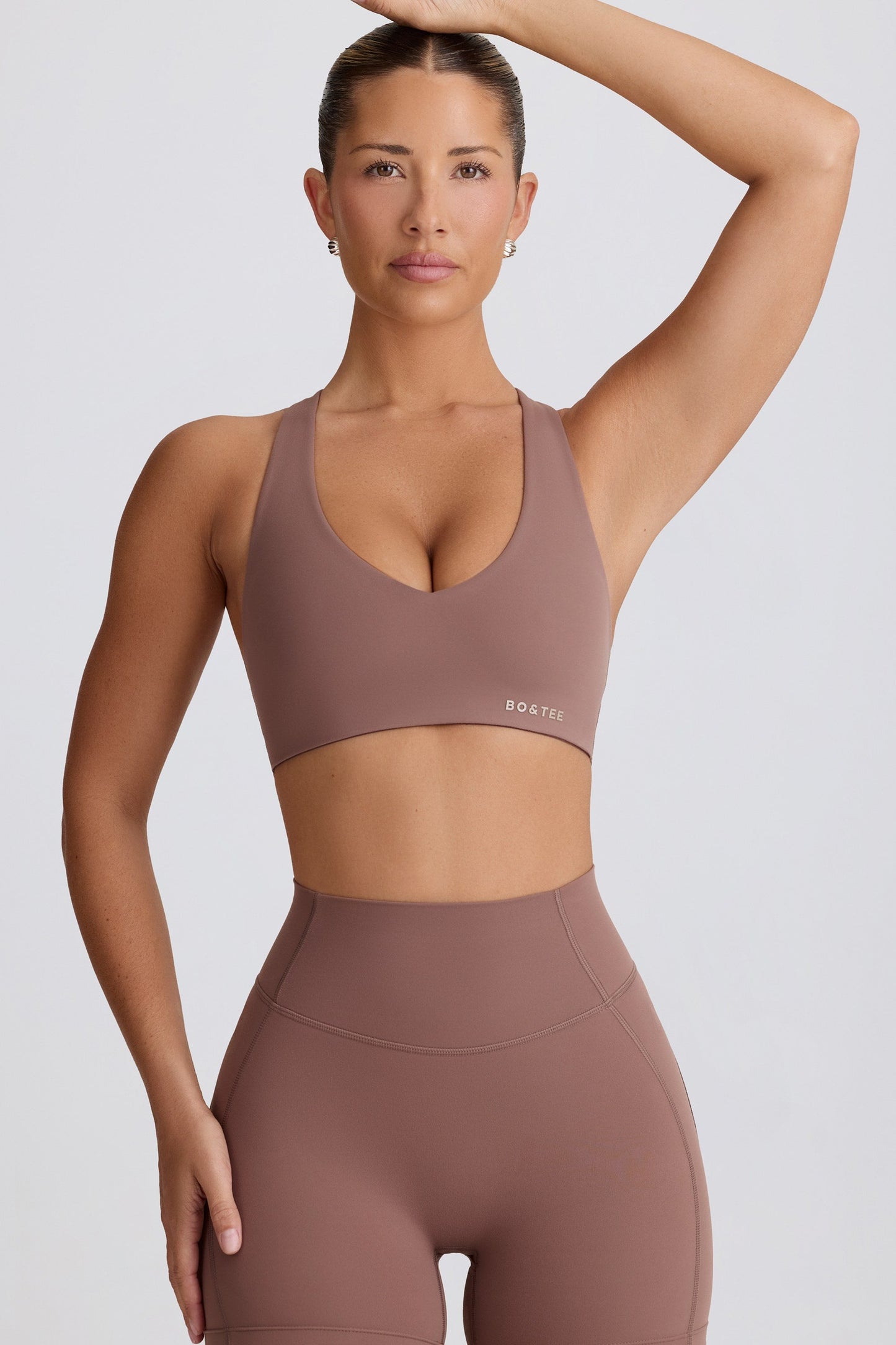 Mocha V-Neck Sports Bra