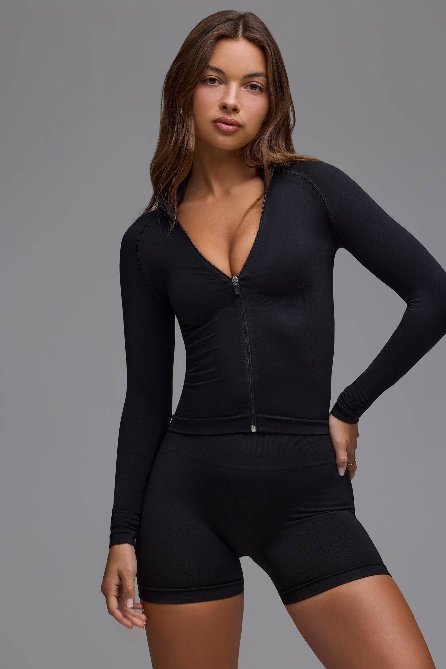 Black Luxe High-Waist Mini Shorts