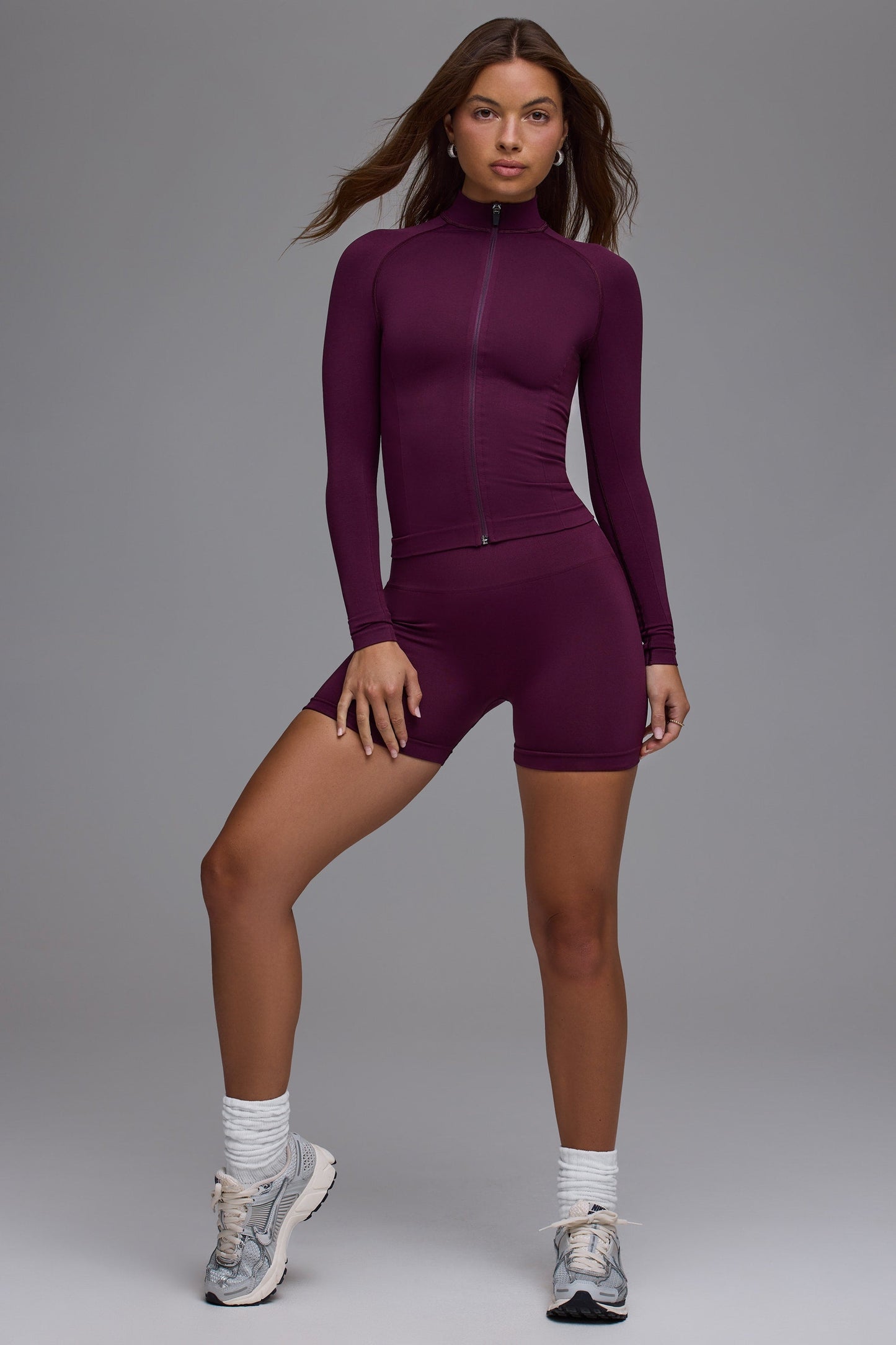 Grape Luxe High-Waist Mini Shorts
