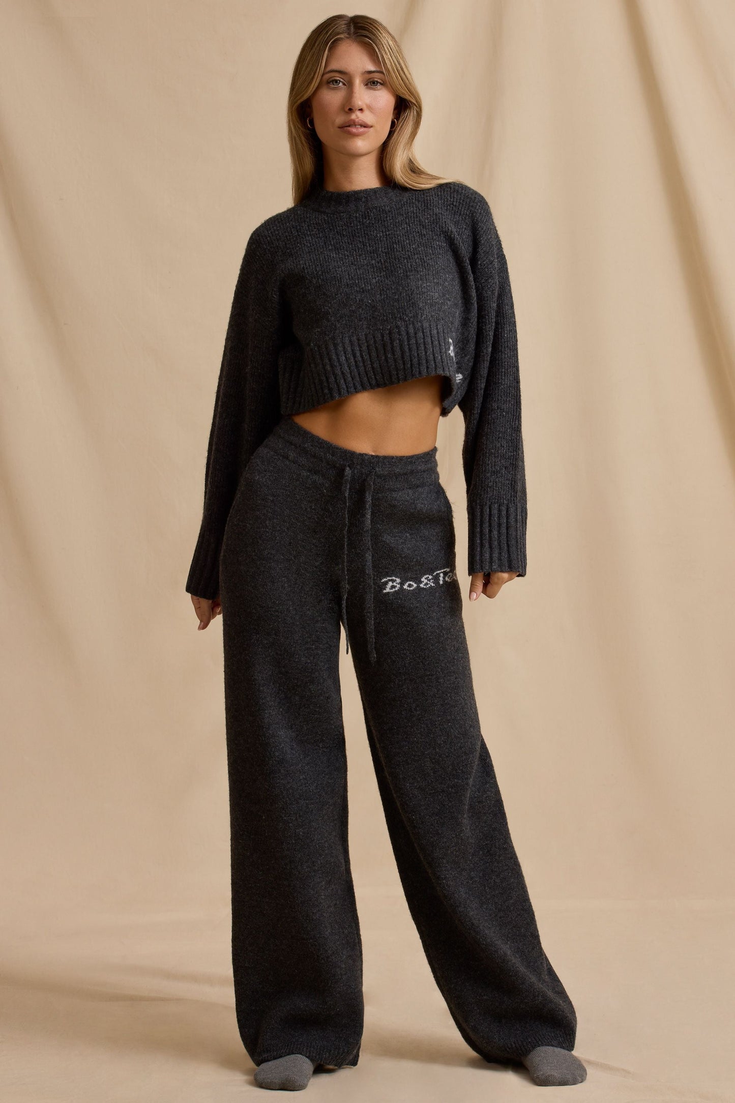 Charcoal Marl Wide-Leg Joggers