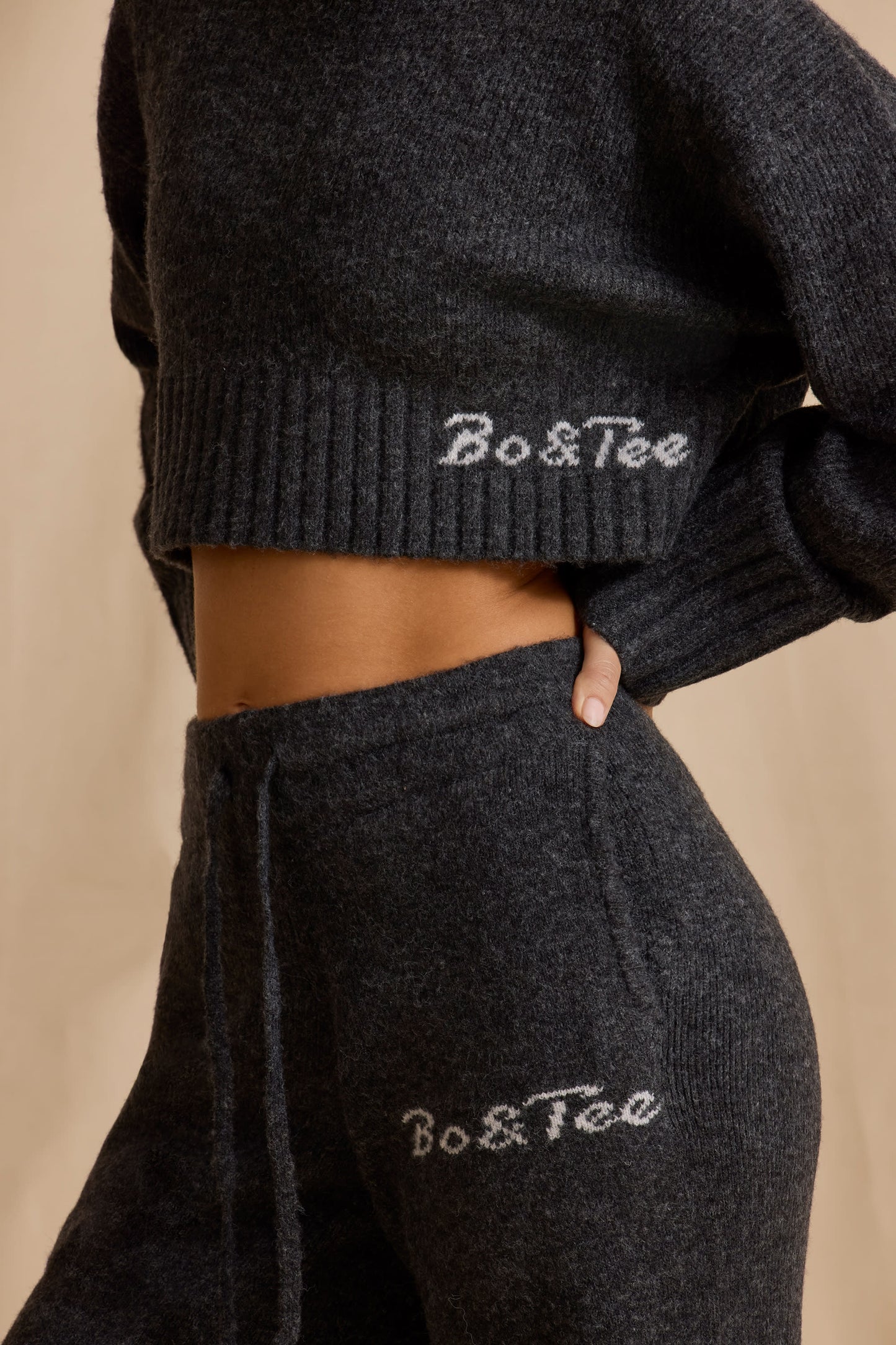 Charcoal Marl Wide-Leg Joggers