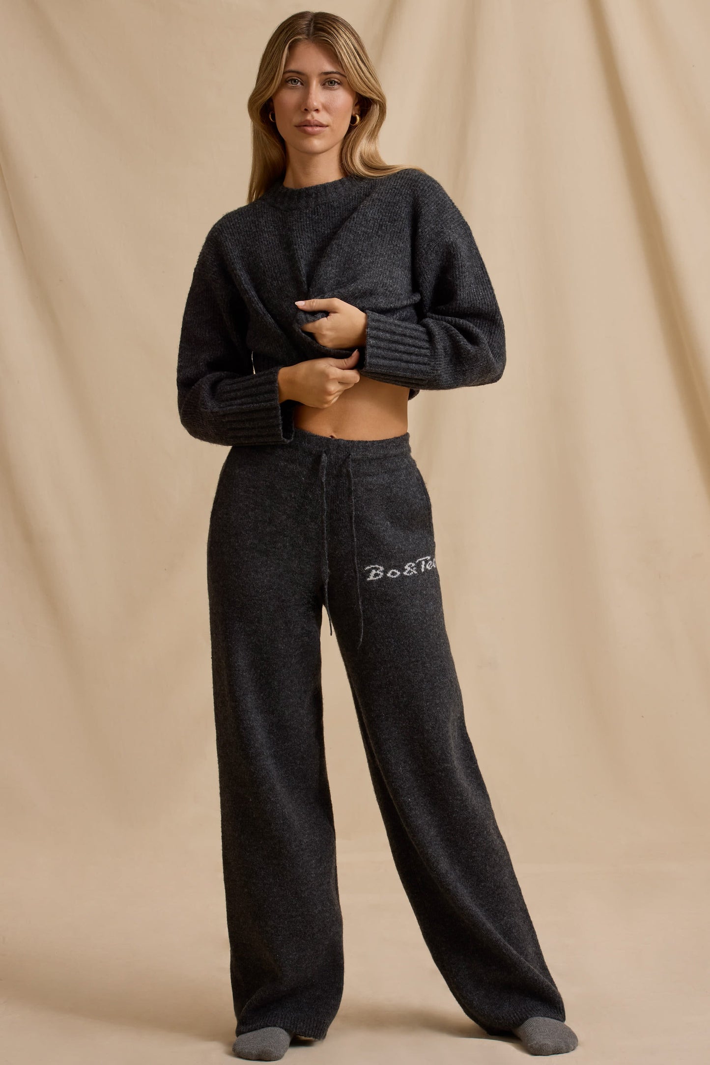 Charcoal Marl Wide-Leg Joggers