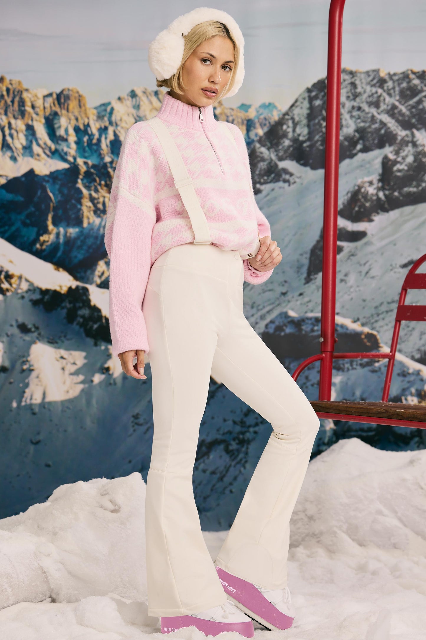 Ice White Fleece-Lined Ski Trousers