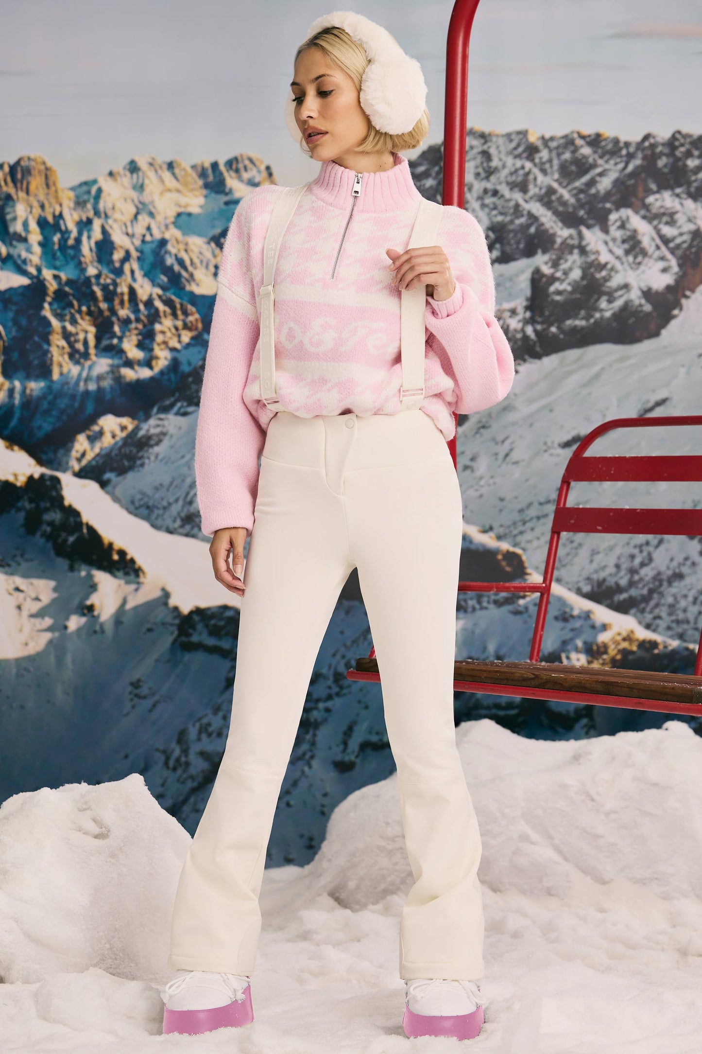 Ice White Fleece-Lined Ski Trousers