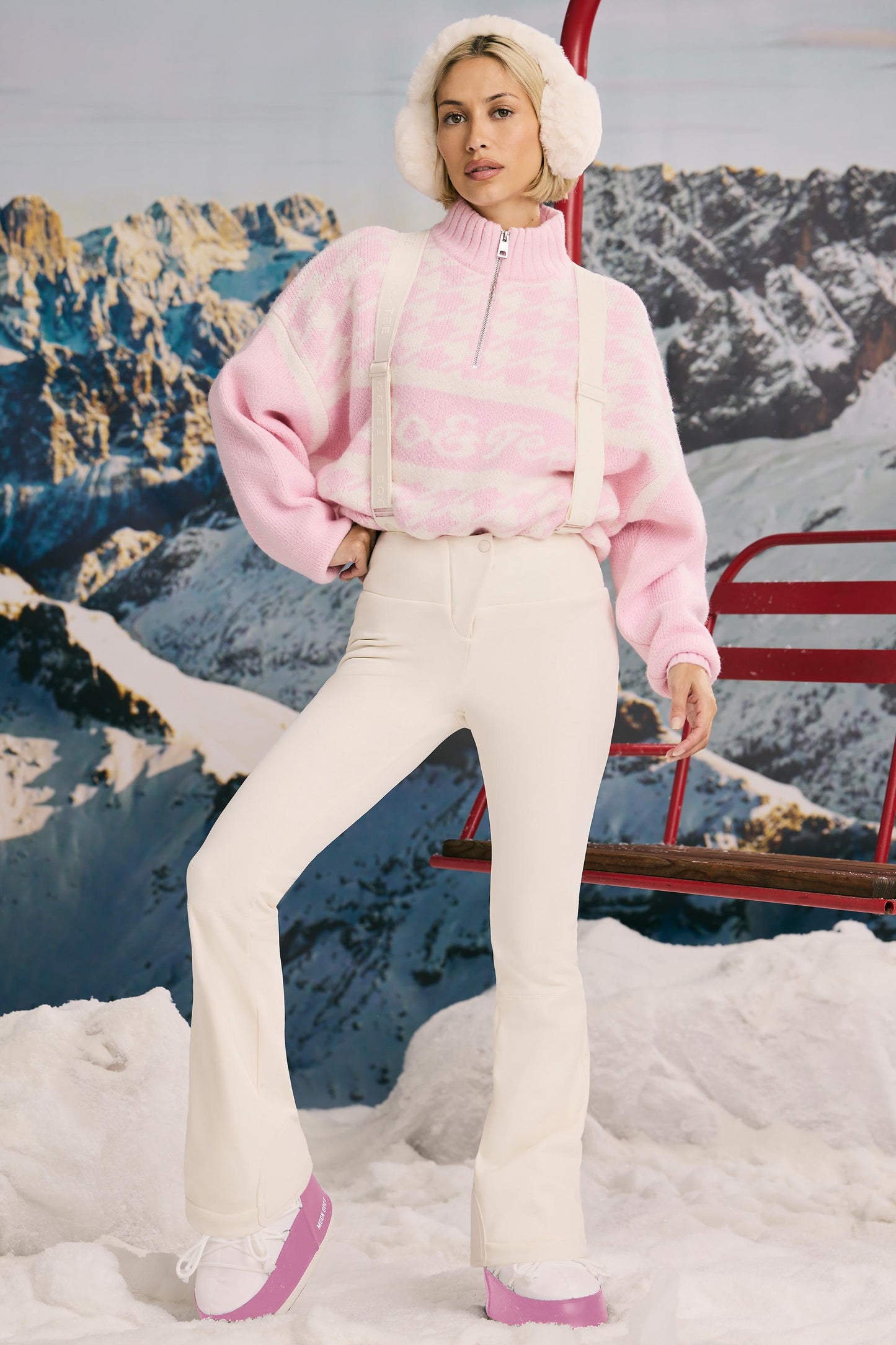 Ice White Fleece-Lined Ski Trousers