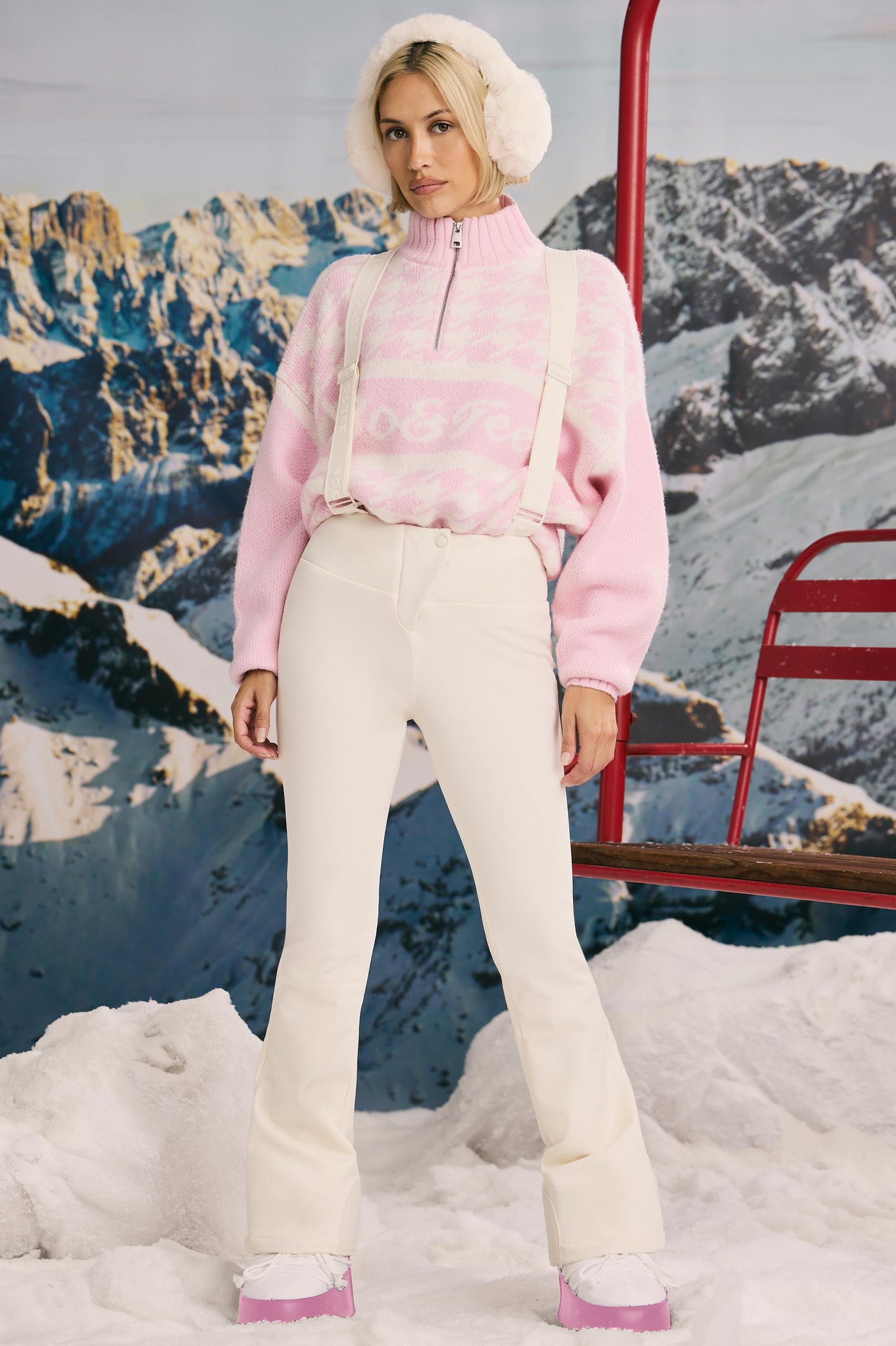 Ice White Fleece-Lined Ski Trousers