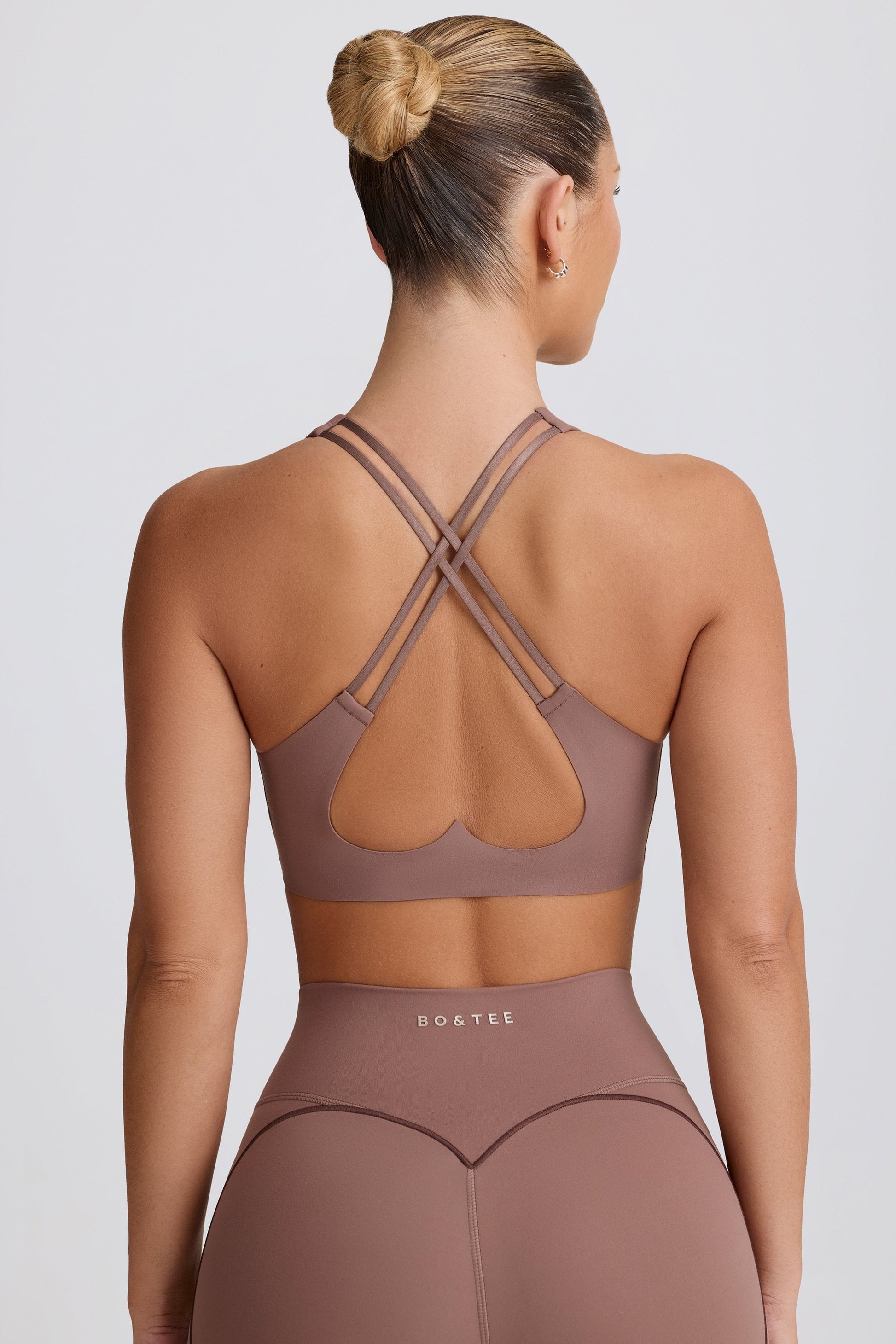 Mocha V-Neck Sports Bra